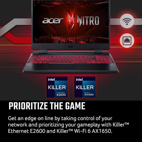 Acer Nitro 5 AN515-58-57Y8 Gaming Laptop | Intel Core i5-12500H | NVIDIA GeForce RTX 3050 Ti Laptop GPU | 15.6" FHD 144Hz IPS Display | 16GB DDR4 | 512GB Gen 4 SSD | Killer Wi-Fi 6 | Backlit Keyboard - Image 9