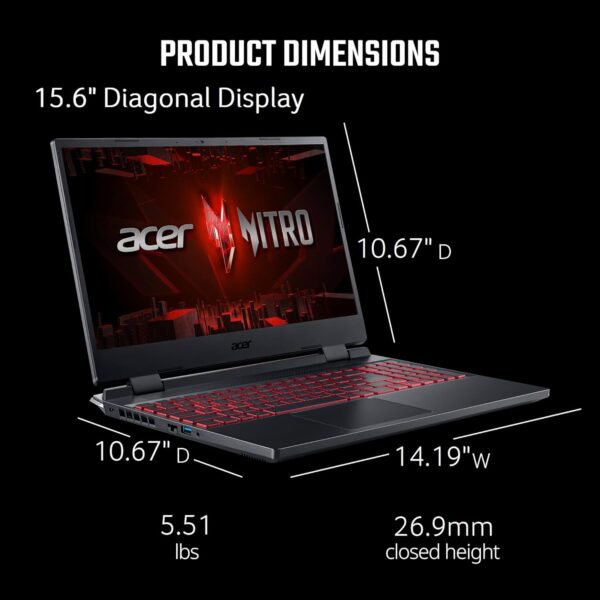 Acer Nitro 5 AN515-58-57Y8 Gaming Laptop | Intel Core i5-12500H | NVIDIA GeForce RTX 3050 Ti Laptop GPU | 15.6" FHD 144Hz IPS Display | 16GB DDR4 | 512GB Gen 4 SSD | Killer Wi-Fi 6 | Backlit Keyboard - Image 11