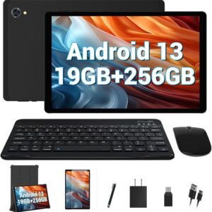 2025 Latest Tablet 10.4 inch Android 13 Tablets 19GB+256GB+1TB Expand, Octa-Core, 2K 2000 x 1200 Display,2.4G/5G WiFi, 8000mAh, BT 5.0, GPS Android Tablets Bundle-Black