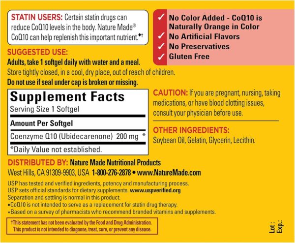 Nature Made CoQ10 200mg, Dietary Supplement for Heart Health Support, 105 Softgels, 105 Day Supply - Image 5