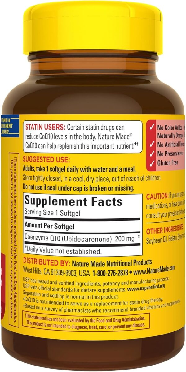 Nature Made CoQ10 200mg, Dietary Supplement for Heart Health Support, 105 Softgels, 105 Day Supply - Image 8