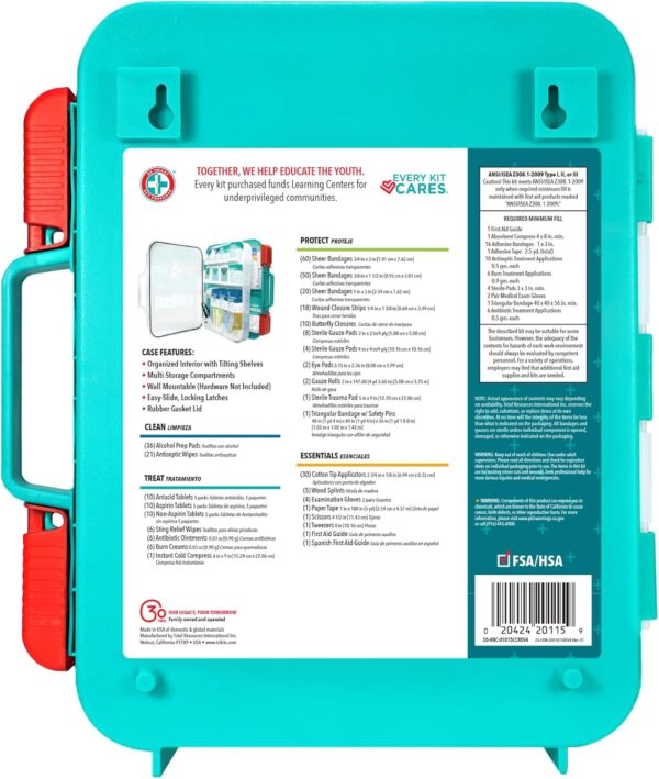 Be Smart Get Prepared First Aid Kit, Teal, 326 Piece, Exceeds OSHA and ANSI Guidelines 100 People - Office, Home, Car, School, Emergency, Survival, Camping, Hunting and Sports - Image 8