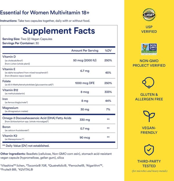 Ritual Multivitamin for Women 18+ with Vitamin D3 for Immune Support*, Vegan Omega 3 DHA, B12, Iron, Gluten Free, Non GMO, USP Verified, 30 Day Supply, 60 Capsules - Image 3