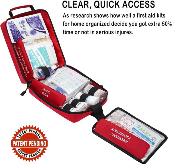 400 Piece Large First Aid Kit Premium Emergency Kits for Home, Office, Car, Outdoor, Hiking, Travel, Camping, Survival Medical First Aid Bag, Red - Image 2