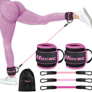 Ankle Resistance Bands with Cuffs, Ankle Bands for Working Out, Ankle Resistance Band for Leg, Booty Workout Equipment for Kickbacks Hip Fitness Training, Exercise Bands for Butt Lift Women