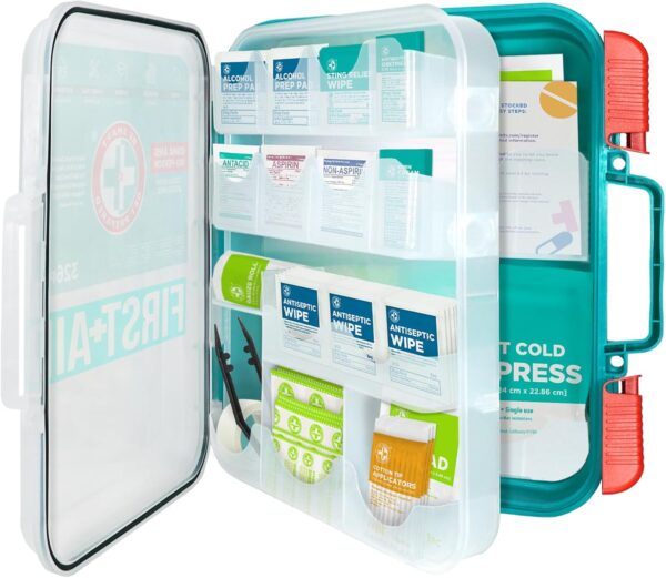 Be Smart Get Prepared First Aid Kit, Teal, 326 Piece, Exceeds OSHA and ANSI Guidelines 100 People - Office, Home, Car, School, Emergency, Survival, Camping, Hunting and Sports - Image 2