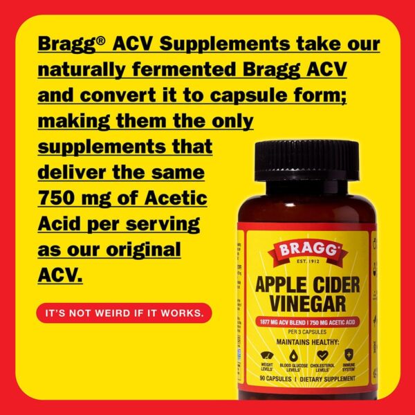 Bragg Apple Cider Vinegar Capsules with Vitamin D and Zinc - 90 Capsules - Supports The Immune System - Image 2