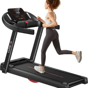 CURSOR FITNESS Home Folding Treadmill with Pulse Sensor, 2.5 HP Quiet Brushless, 7.5 MPH, 265 LBS Capacity