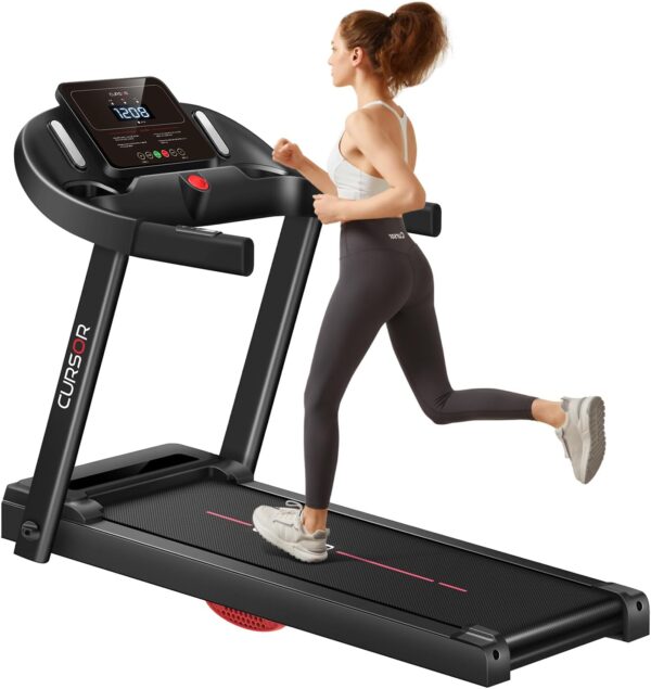 CURSOR FITNESS Home Folding Treadmill with Pulse Sensor, 2.5 HP Quiet Brushless, 7.5 MPH, 265 LBS Capacity