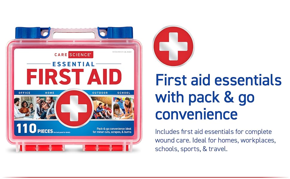 110 piece first aid kit first aid essentials with pack and go convenience