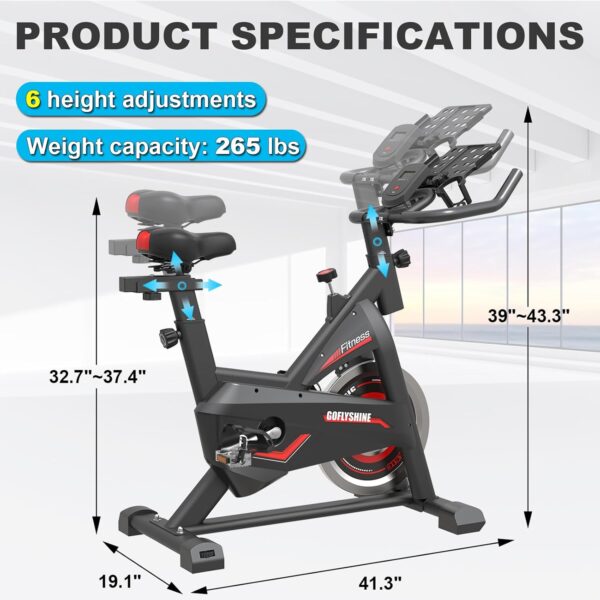 Exercise Bikes Stationary,Exercise Bike for Home Indoor Cycling Bike for Home Cardio Gym,Workout Bike with Ipad Mount & LCD Monitor,Silent Belt Drive - Image 2