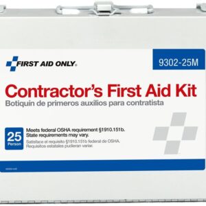 First Aid Only 9302-25M 25-Person Contractor's First Aid Kit for Home Renovation, Job Sites, and Construction Vehicles, 178 Pieces