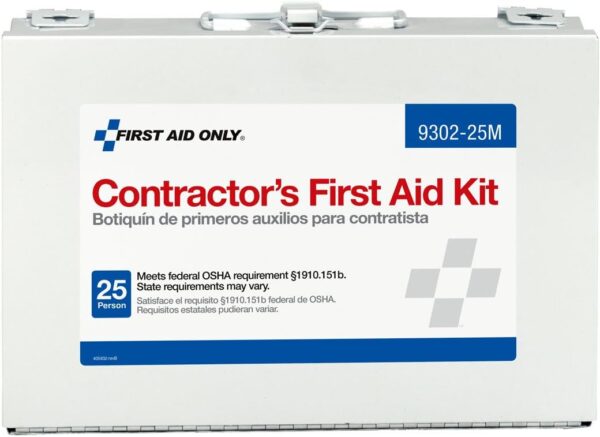 First Aid Only 9302-25M 25-Person Contractor's First Aid Kit for Home Renovation, Job Sites, and Construction Vehicles, 178 Pieces