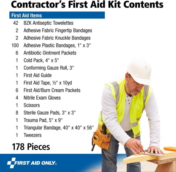 First Aid Only 9302-25M 25-Person Contractor's First Aid Kit for Home Renovation, Job Sites, and Construction Vehicles, 178 Pieces - Image 2