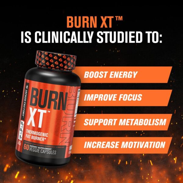 Jacked Factory Burn-XT Clinically Studied Fat Burner & Weight Loss Supplement - Appetite Suppressant & Energy Booster - with Acetyl L-Carnitine, Green Tea Extract and More - 60 Natural Diet Pills - Image 2