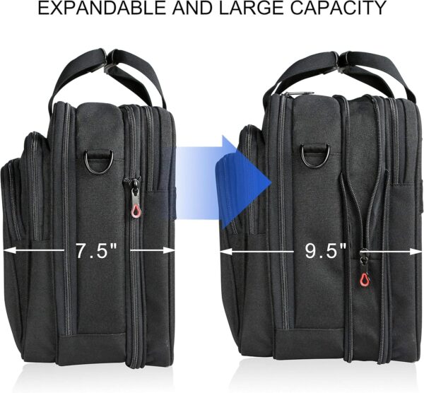 KROSER Laptop Bag Premium Laptop Briefcase Fits Up to 17.3 Inch Laptop Expandable Water-Repellent Shoulder Messenger Bag Computer Bag for Travel/Business/Men/Women-Black - Image 2