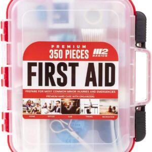 M2 BASICS Professional 350 Piece First Aid Kit | Hard Case, Dual Layer, Wall Mountable | First Aid Kit for Business, Home, Car | Emergency Kit, Emergency Medical Kit