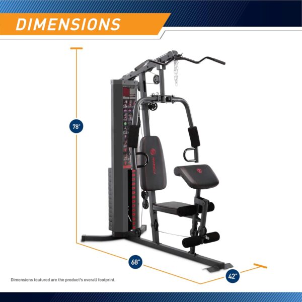 Marcy Dual Functioning Body Fitness Workout 150 Pound Stack Home Gym System with Adjustable Preacher Curler Pad and Overhead Lat Station, White/Black - Image 2