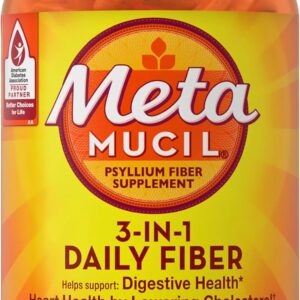 Metamucil 3-in-1 Fiber Capsules, Daily Psyllium Husk Fiber Supplement, Fiber Capsules for Digestive Health, Plant-Based Psyllium Husk Fiber Capsules, #1 Doctor Recommended Fiber Brand, 300ct Capsules