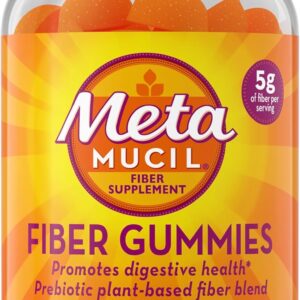 Metamucil Fiber Gummies for Adults, No Sugar Added Orange Flavor, 5g Prebiotic Plant Based Fiber Supplement Blend, 120 Count