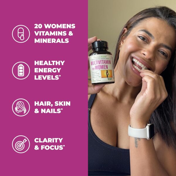 Multivitamin for Women - Daily Womens Multivitamin & Multimineral with Vitamin A, C, D, E, B12, Zinc and More Vitamins for Women - Womens Vitamins for Energy, Focus, and Womens Health. 60 Capsules - Image 2