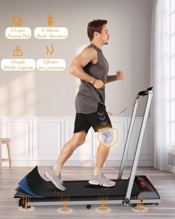 NAYSAYE Treadmills for Home, Folding Walking Pad with Incline, Portable Walking Pad Treadmill with Remote Control and LED Display, Under Desk Treadmill for Home/Office Exercise, Strong Support - Image 2