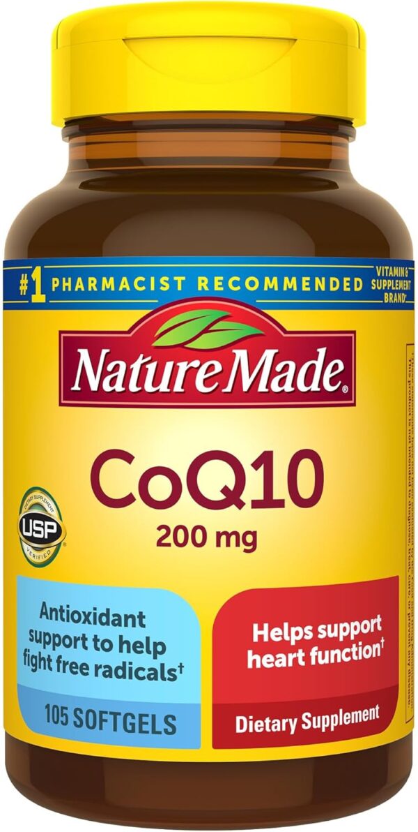 Nature Made CoQ10 200mg, Dietary Supplement for Heart Health Support, 105 Softgels, 105 Day Supply