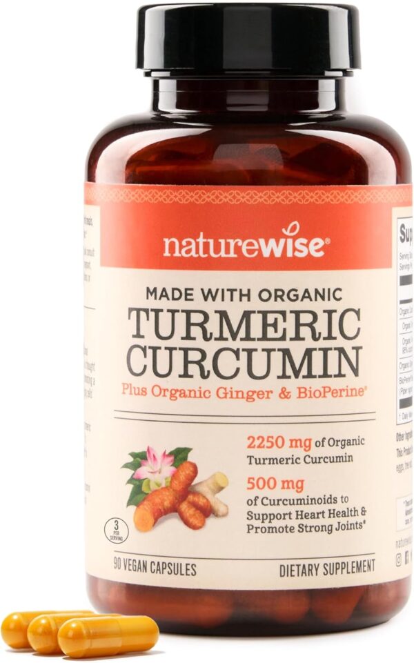 NatureWise Curcumin Turmeric 2250mg - 95% Curcuminoids & BioPerine Black Pepper Extract for Advanced Absorption - Daily Joint and Immune Health Support - Vegan, Non-GMO, 90 Count[30-Day Supply]