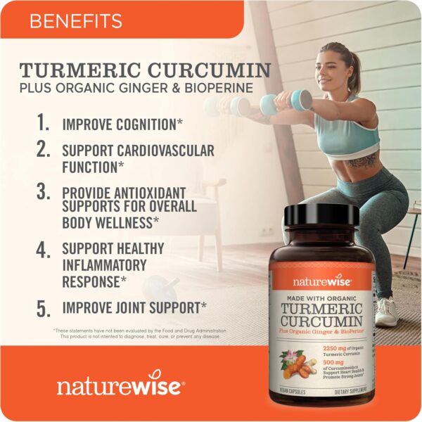 NatureWise Curcumin Turmeric 2250mg - 95% Curcuminoids & BioPerine Black Pepper Extract for Advanced Absorption - Daily Joint and Immune Health Support - Vegan, Non-GMO, 90 Count[30-Day Supply] - Image 2