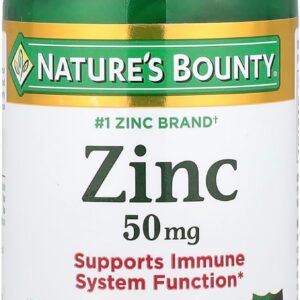 Nature's Bounty Zinc, Supports Immune System Function, Dietary Supplement, 50 mg, Caplets, 100 Ct