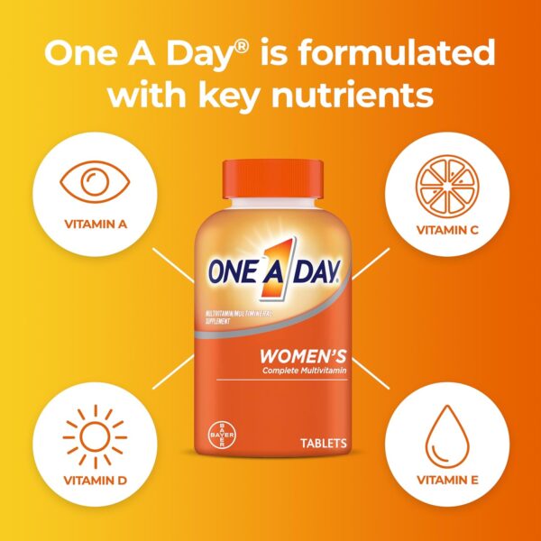 ONE A DAY Womens Complete Daily Multivitamin with Vitamin A, B , C, D, and E, Calcium and Magnesium, Immune Health Support, 200 Count - Image 2