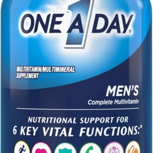 One A Day Men’s Multivitamin, Supplement Tablet with Vitamin A, Vitamin C, Vitamin D, Vitamin E and Zinc for Immune Health Support, B12, Calcium & more, 200 count (Packaging May Vary)