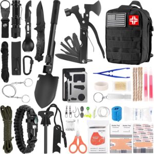 Survival Kit and First Aid Kit, 142Pcs Professional Survival Gear and Equipment with Molle Pouch, for Men Dad Husband Who Likes Camping Outdoor Adventure…