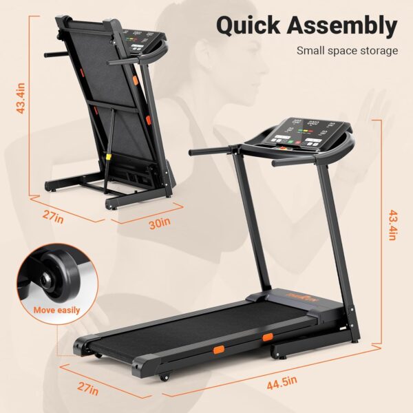 THERUN Incline Treadmill, 0-12% Auto Incline Treadmill for Running and Walking, 300 lbs Weight Capacity Folding Treadmill with Wide Belt,3.0HP,18" LED Screen, 2 Layers Shock-Absorbing - Image 2