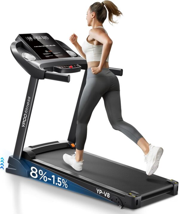 Treadmills for Home Use, Walking Pad Treadmill with Incline, Auto Foldable Treadmill for Home, 8.0 MPH Running Treadmill with Bluetooth Enabled, 300 lbs User Capacity