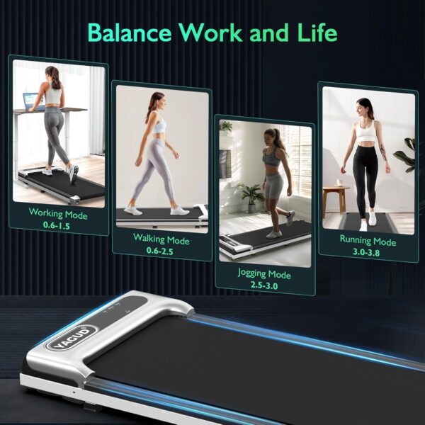 Under Desk Treadmill, Walking Pad for Home and Office, 2.5 HP Portable Walking Jogging Running Machine with Remote Control and LED Display, Sliver - Image 2