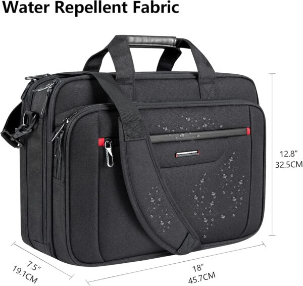 VANKEAN Laptop Briefcase Premium Laptop Case Fits Up to 17.3 Inch Business Shoulder Bag Laptop Expandable Water-Repellent Messenger Bag for Men/Women Computer Bag for Travel/Business/Black - Image 2