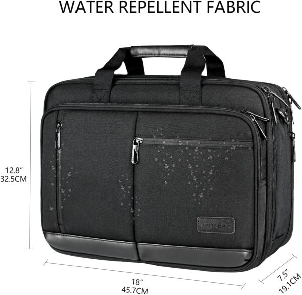 VANKEAN Laptop Briefcase for Men Women, 17.3 Inch Laptop Bag Water Repellent & Expandable Messenger Bag with Strap, Premium Shoulder Bag Womens Briefcase Computer Bag for Travel/Business, Black - Image 2