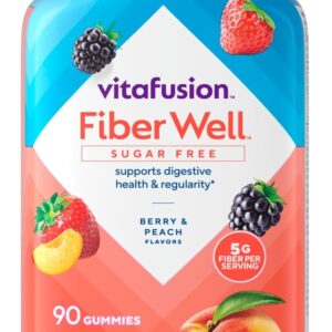 Vitafusion Fiber Well Sugar Free Fiber Supplement, Peach, Strawberry And Blackberry Flavored Supplements, 90 Count