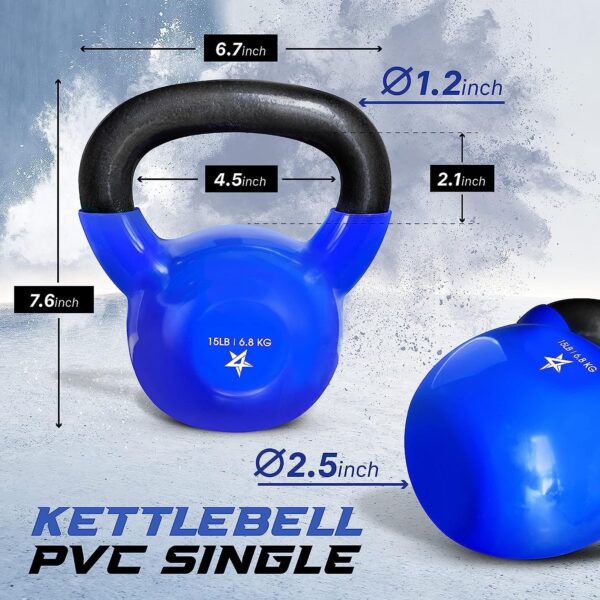 Yes4All 5-65lbs Kettlebells Vinyl Coated Cast Iron for Dumbbell Weights Exercises, Gym, Fitness, Full Body Workout Equipment Push up, Grip and Strength Training - Image 2